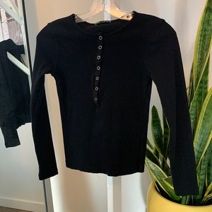 Zara fine ribbed cropped Henley